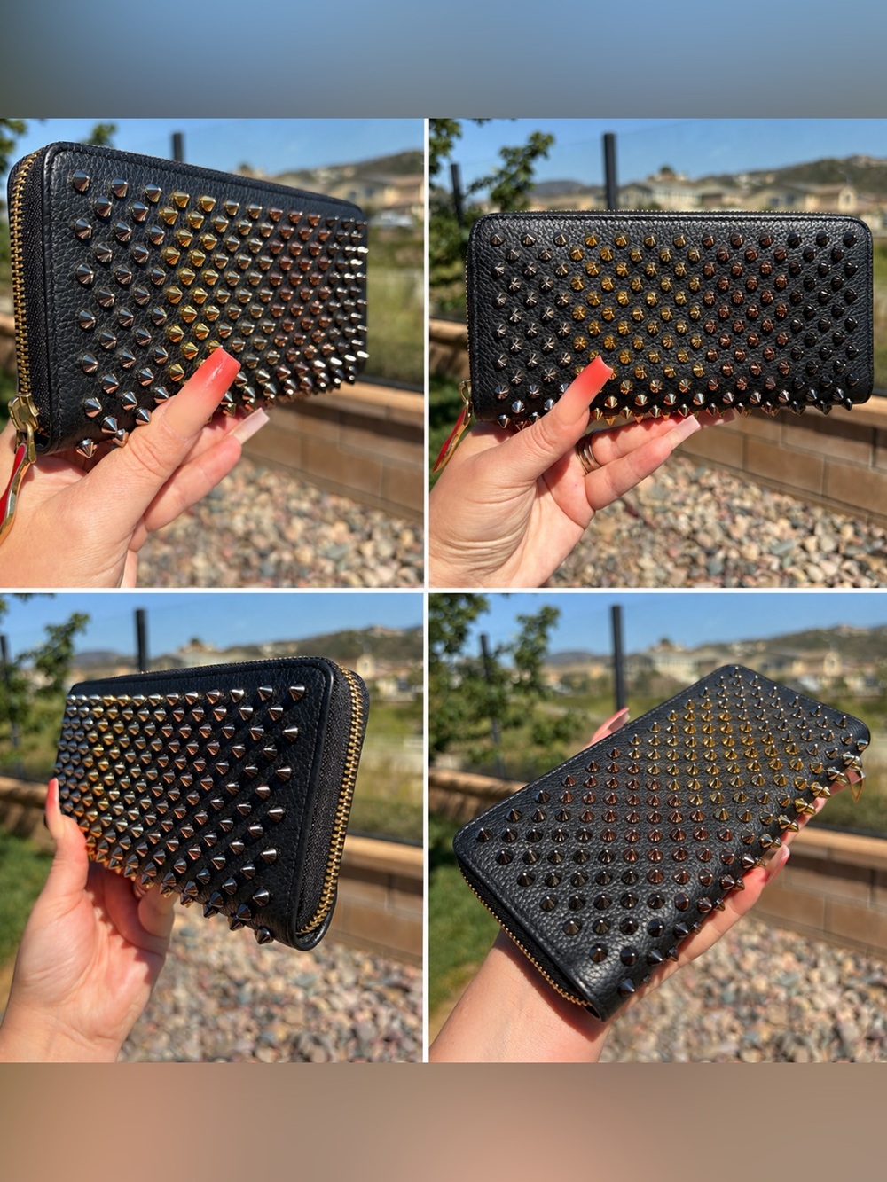 Christian Louboutin Calfskin Empire Panettone Spiked Zip Around Wallet- EUC🌟 - Picture 2 of 8